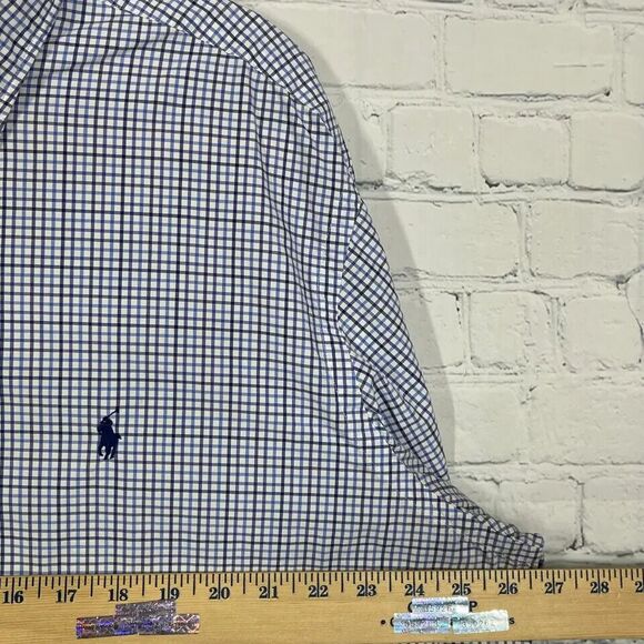 Polo Ralph Lauren Shirt Mens 2XL XXL Button Up Plaid Check Gingham Blue Pony - Picture 10 of 13